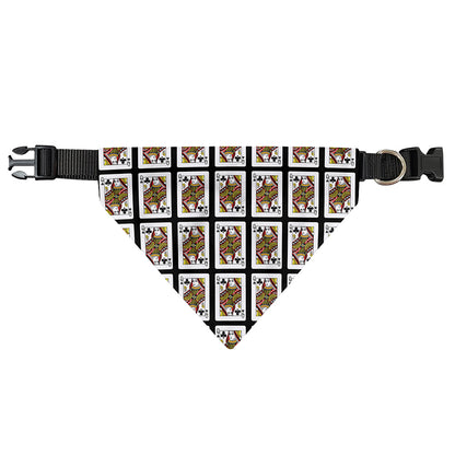 Queen Of Clubs Pattern Print Over The Collar Dog Bandana