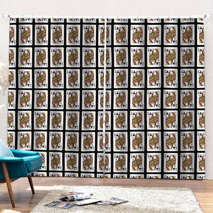 Queen Of Clubs Pattern Print Pencil Pleat Curtains