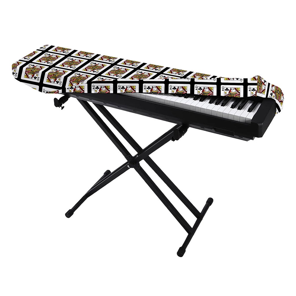 Queen Of Clubs Pattern Print Piano Keyboard Cover