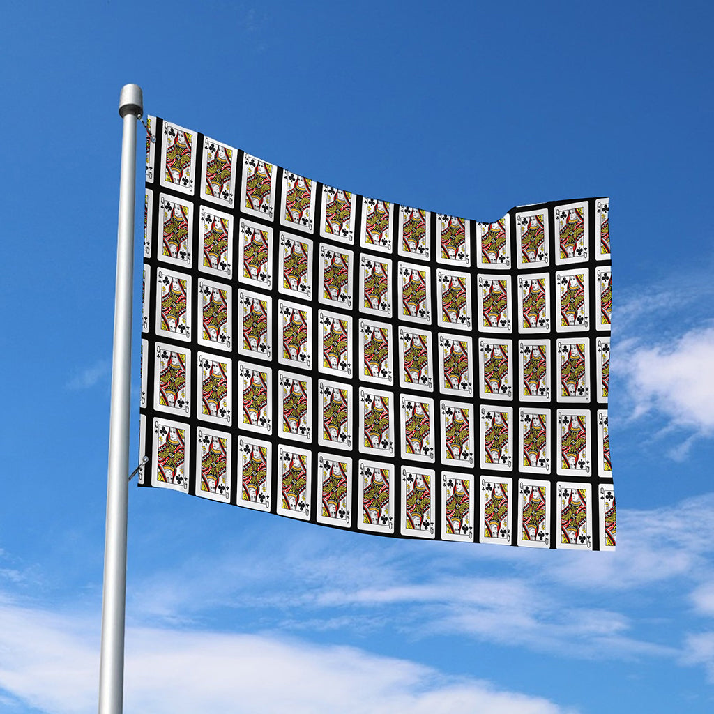 Queen Of Clubs Pattern Print Polyester Flag