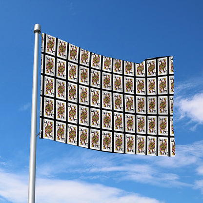 Queen Of Clubs Pattern Print Polyester Flag