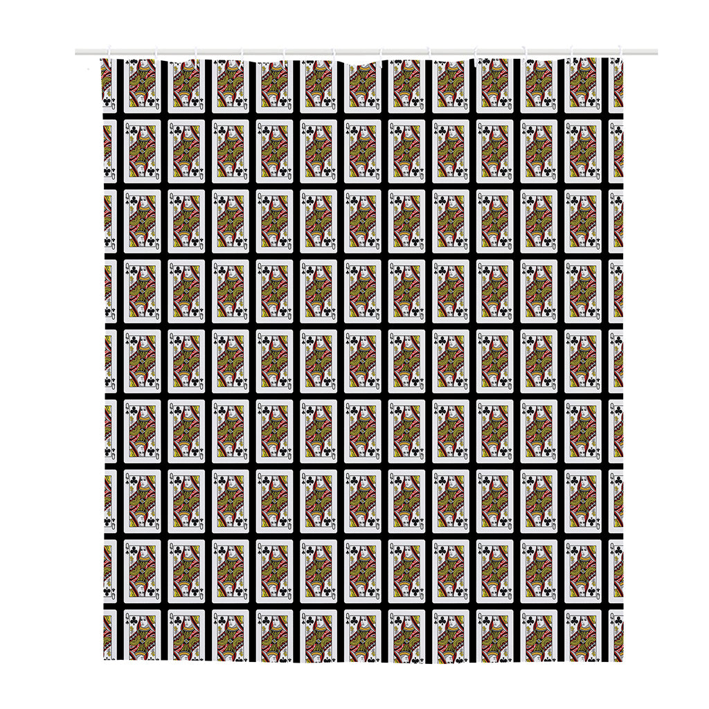 Queen Of Clubs Pattern Print Polyester Shower Curtain
