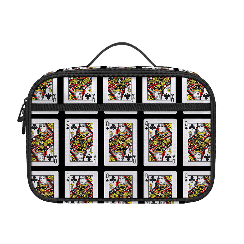 Queen Of Clubs Pattern Print Portable Lunch Bag