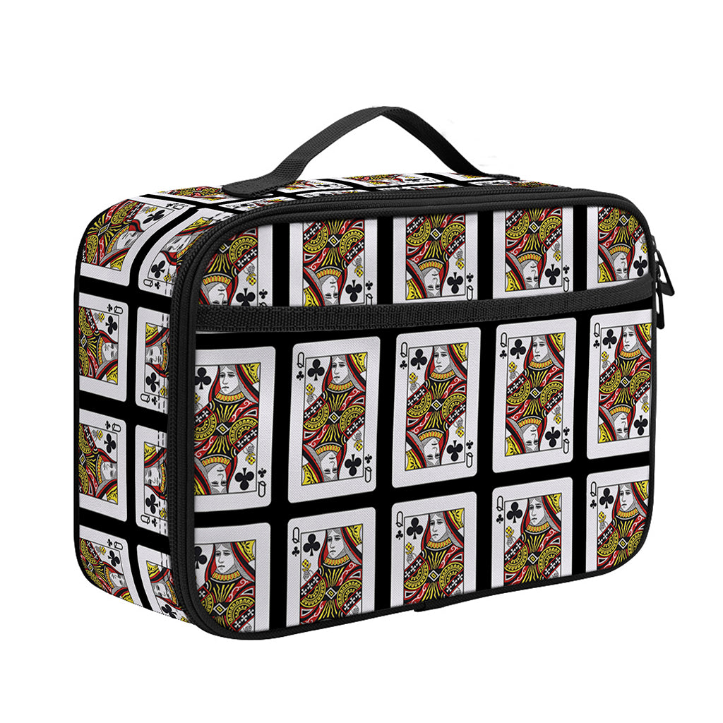 Queen Of Clubs Pattern Print Portable Lunch Bag