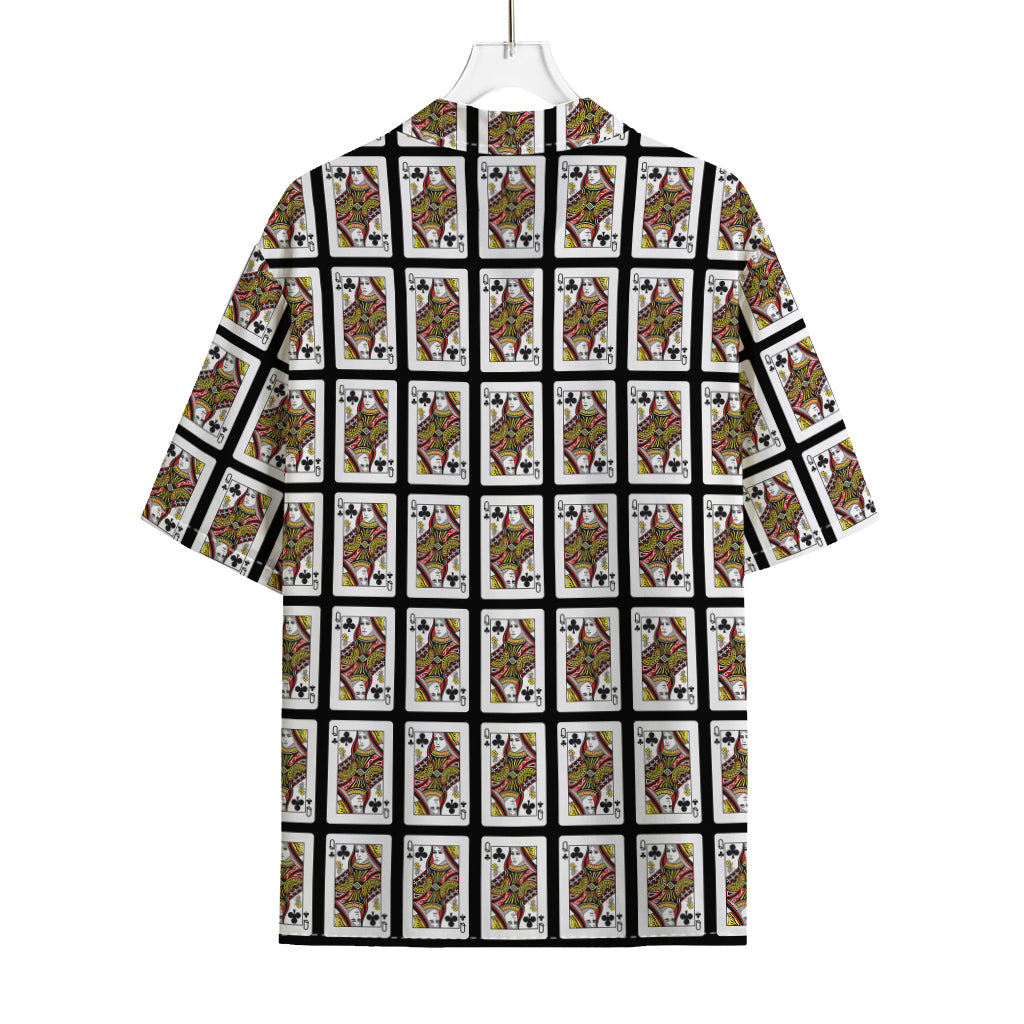 Queen Of Clubs Pattern Print Rayon Hawaiian Shirt