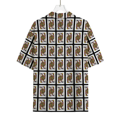 Queen Of Clubs Pattern Print Rayon Hawaiian Shirt