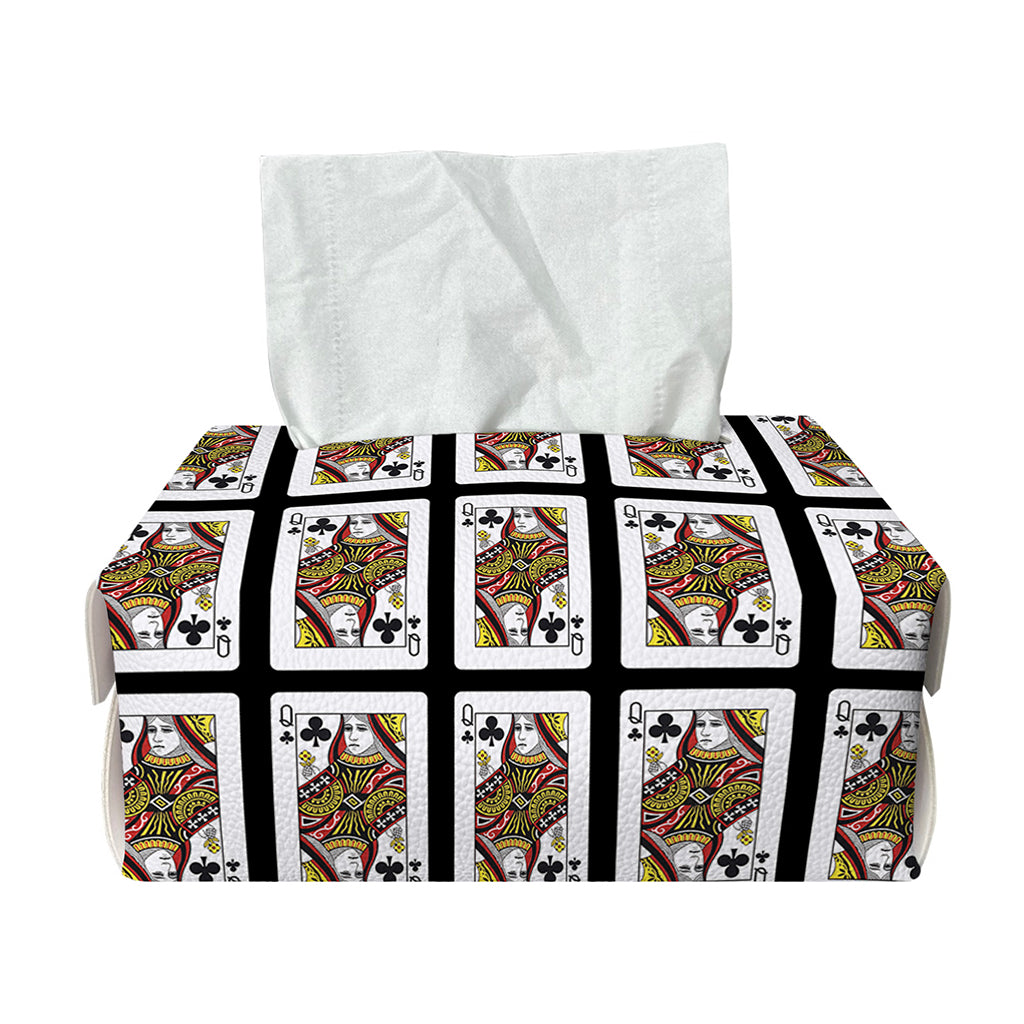 Queen Of Clubs Pattern Print Rectangle Tissue Box Cover