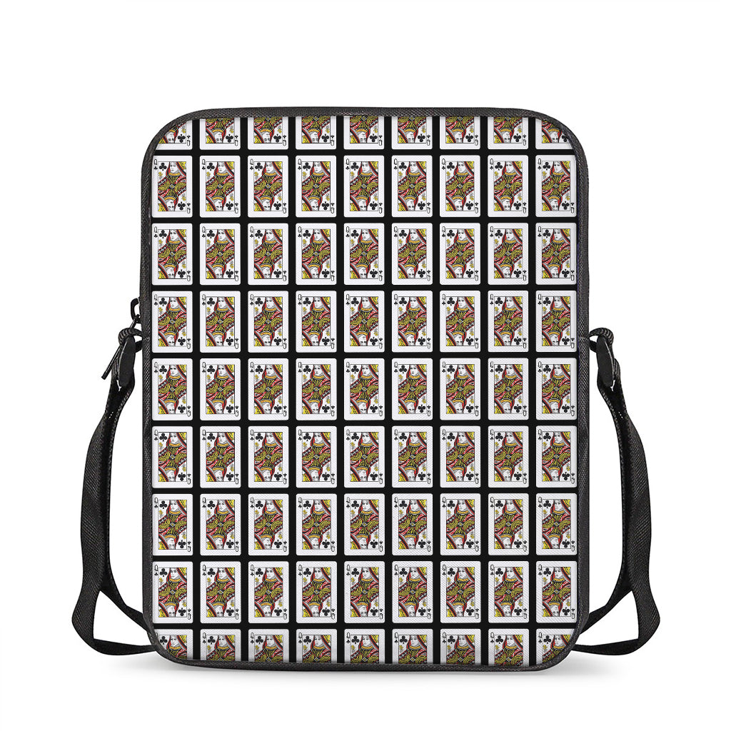 Queen Of Clubs Pattern Print Rectangular Crossbody Bag