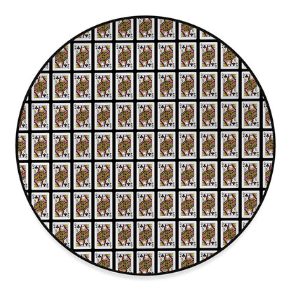 Queen Of Clubs Pattern Print Round Floor Mat