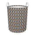 Queen Of Clubs Pattern Print Round Laundry Basket