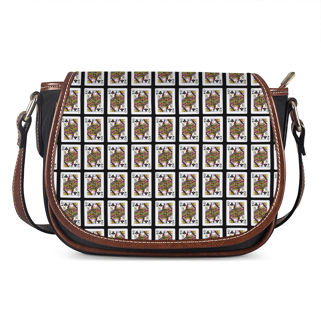 Queen Of Clubs Pattern Print Saddle Bag
