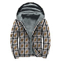 Queen Of Clubs Pattern Print Sherpa Lined Zip Up Hoodie