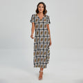 Queen Of Clubs Pattern Print Short Sleeve Maxi Dress