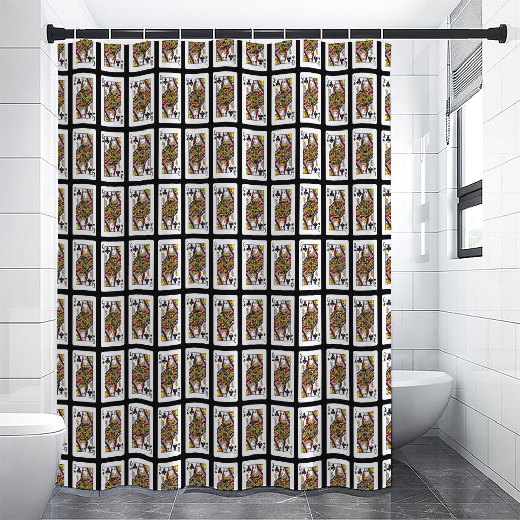 Queen Of Clubs Pattern Print Shower Curtain