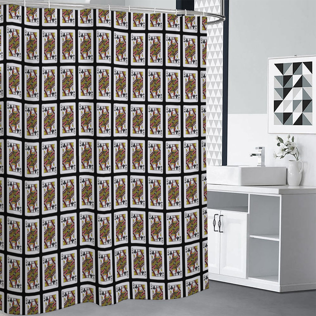 Queen Of Clubs Pattern Print Shower Curtain
