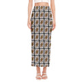 Queen Of Clubs Pattern Print Side Slit Maxi Skirt