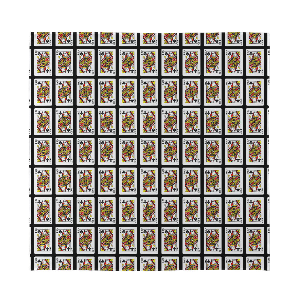 Queen Of Clubs Pattern Print Silk Bandana