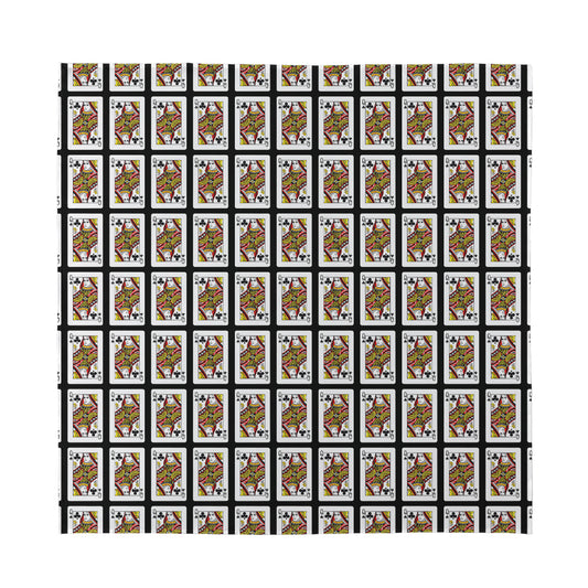 Queen Of Clubs Pattern Print Silk Bandana