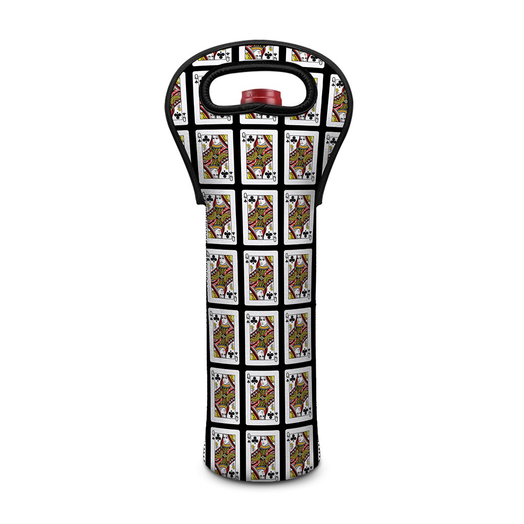 Queen Of Clubs Pattern Print Single Neoprene Wine Tote