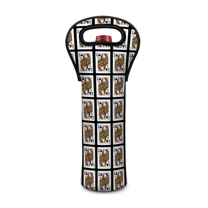 Queen Of Clubs Pattern Print Single Neoprene Wine Tote