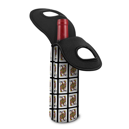 Queen Of Clubs Pattern Print Single Neoprene Wine Tote