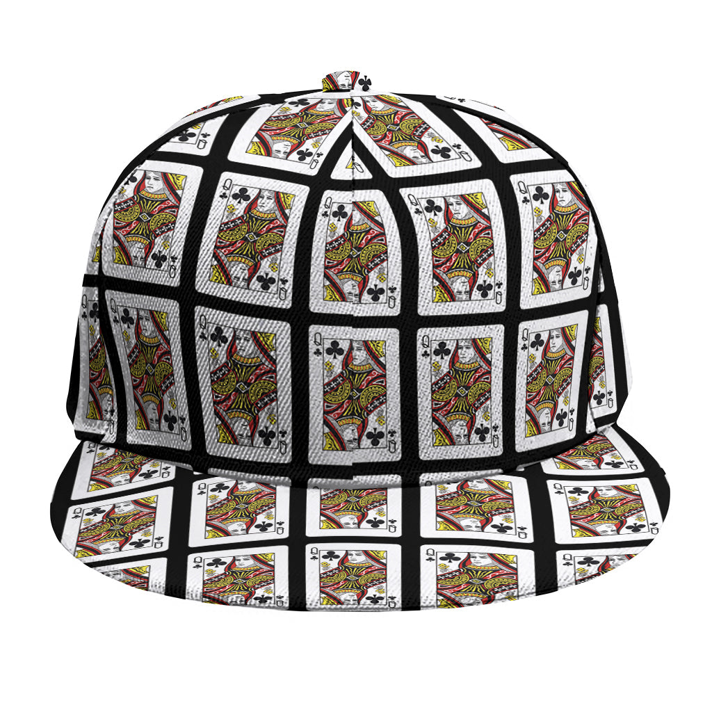 Queen Of Clubs Pattern Print Snapback Cap