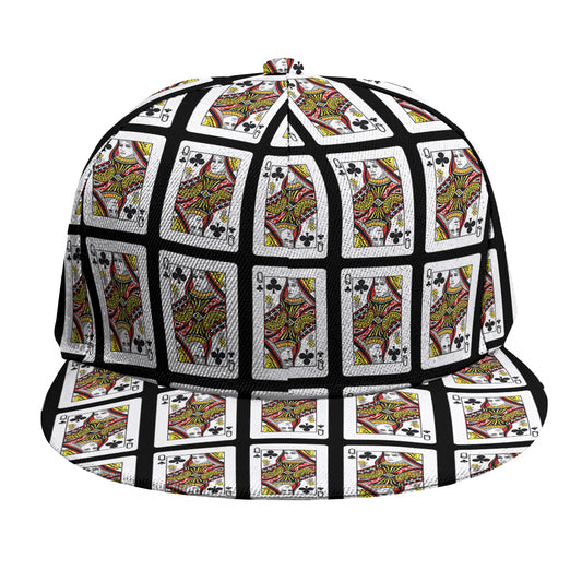 Queen Of Clubs Pattern Print Snapback Cap