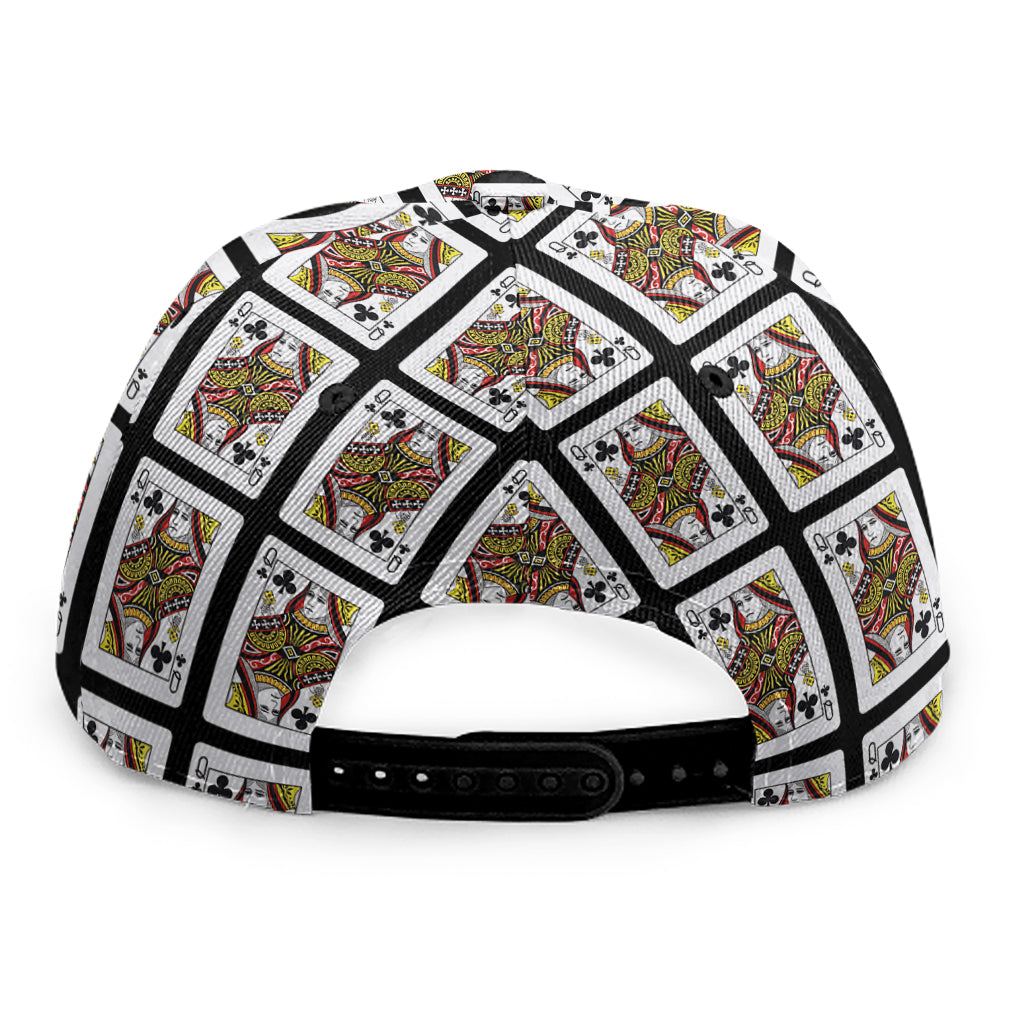 Queen Of Clubs Pattern Print Snapback Cap