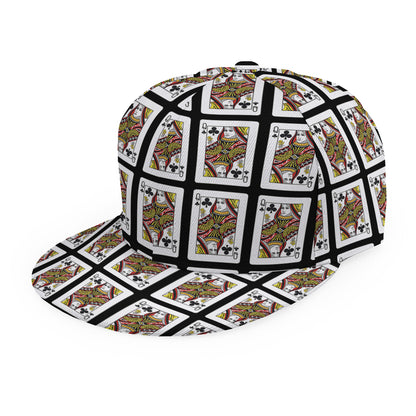 Queen Of Clubs Pattern Print Snapback Cap