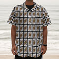 Queen Of Clubs Pattern Print Textured Short Sleeve Shirt