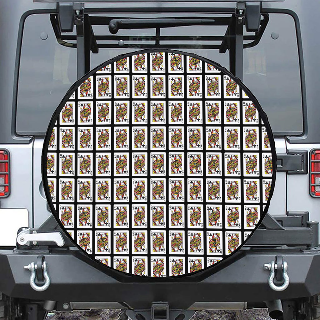Queen Of Clubs Pattern Print Tire Cover