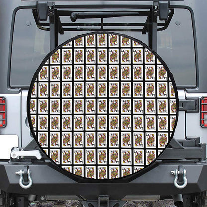 Queen Of Clubs Pattern Print Tire Cover