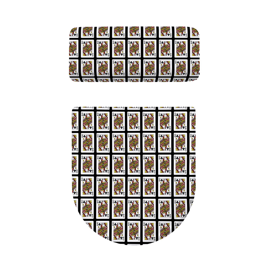 Queen Of Clubs Pattern Print Toilet Lid And Tank Cover Set