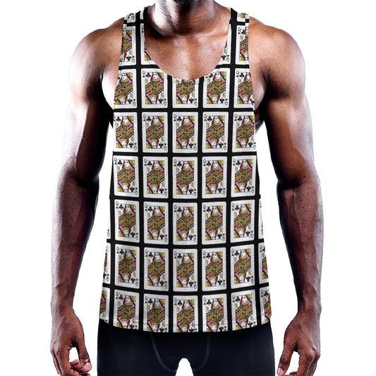 Queen Of Clubs Pattern Print Training Tank Top