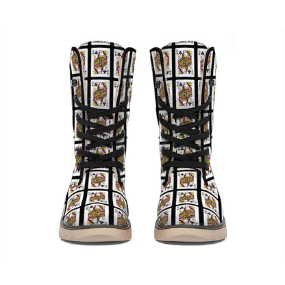 Queen Of Clubs Pattern Print Winter Boots