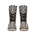 Queen Of Clubs Pattern Print Winter Boots