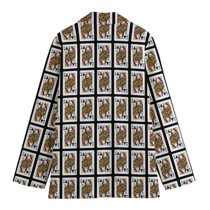 Queen Of Clubs Pattern Print Women's Blazer