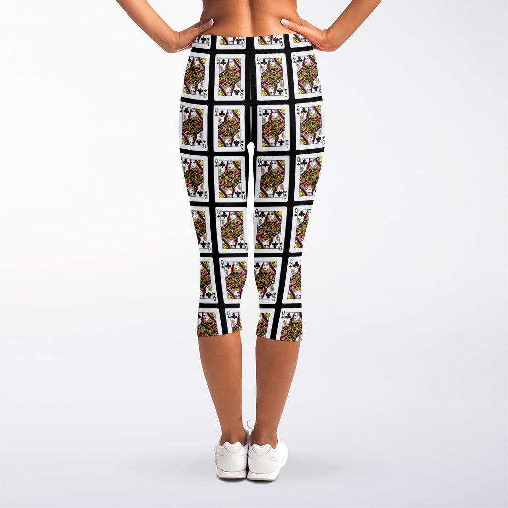 Queen Of Clubs Pattern Print Women's Capri Leggings