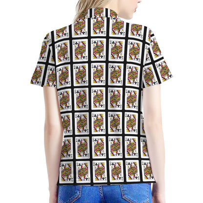 Queen Of Clubs Pattern Print Women's Polo Shirt