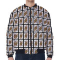 Queen Of Clubs Pattern Print Zip Sleeve Bomber Jacket