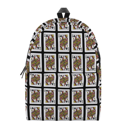 Queen Of Clubs Playing Card Pattern Print Backpack