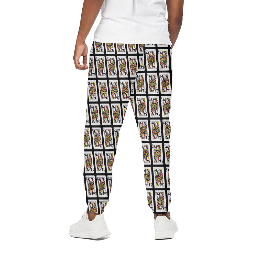 Queen Of Clubs Playing Card Pattern Print Cotton Pants