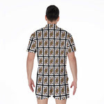 Queen Of Clubs Playing Card Pattern Print Men's Rompers