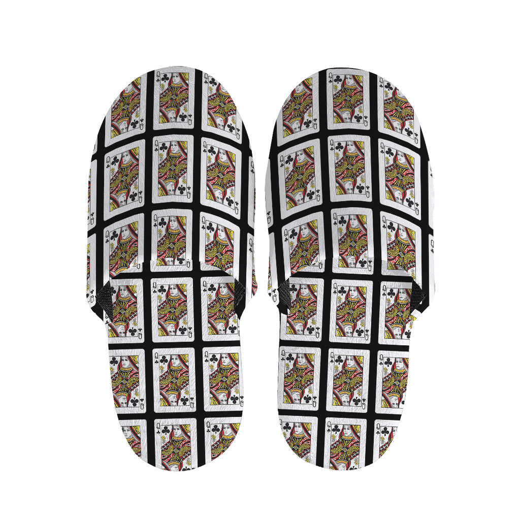 Queen Of Clubs Playing Card Pattern Print Slippers