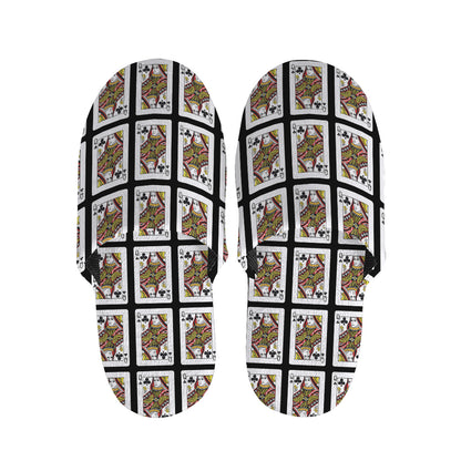 Queen Of Clubs Playing Card Pattern Print Slippers