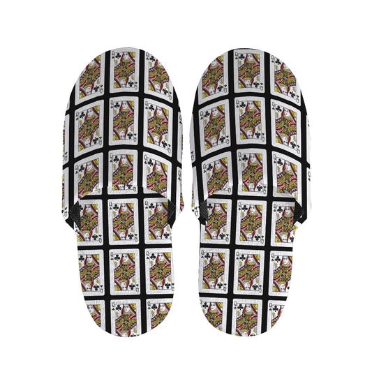 Queen Of Clubs Playing Card Pattern Print Slippers