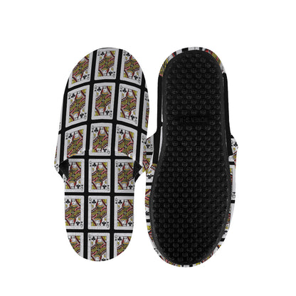 Queen Of Clubs Playing Card Pattern Print Slippers