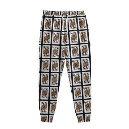 Queen Of Clubs Playing Card Pattern Print Sweatpants