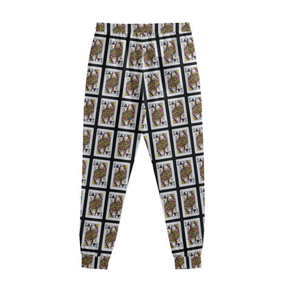 Queen Of Clubs Playing Card Pattern Print Sweatpants