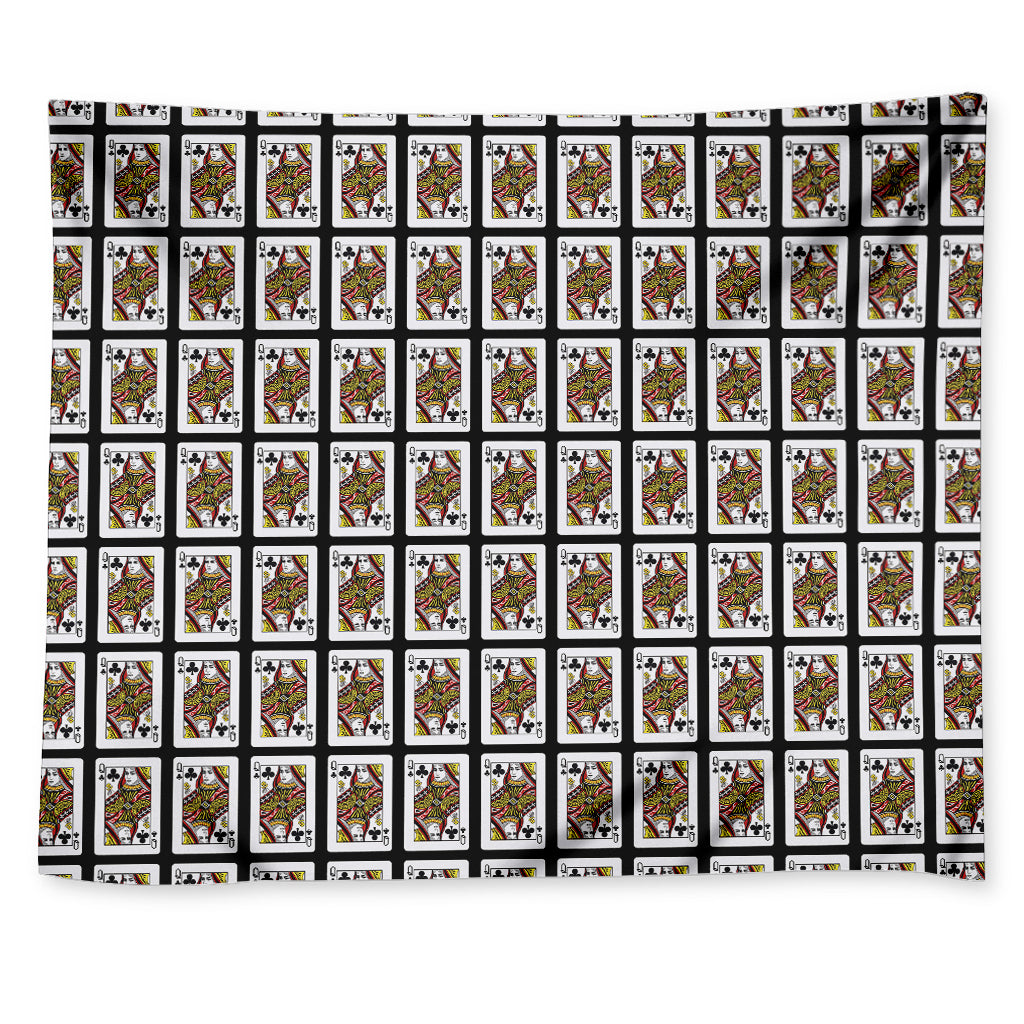 Queen Of Clubs Playing Card Pattern Print Tapestry